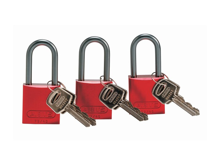 Brady 105902 Key‑Retaining Aluminum Padlocks 1.5" Shackle KA Red 3‑Pack