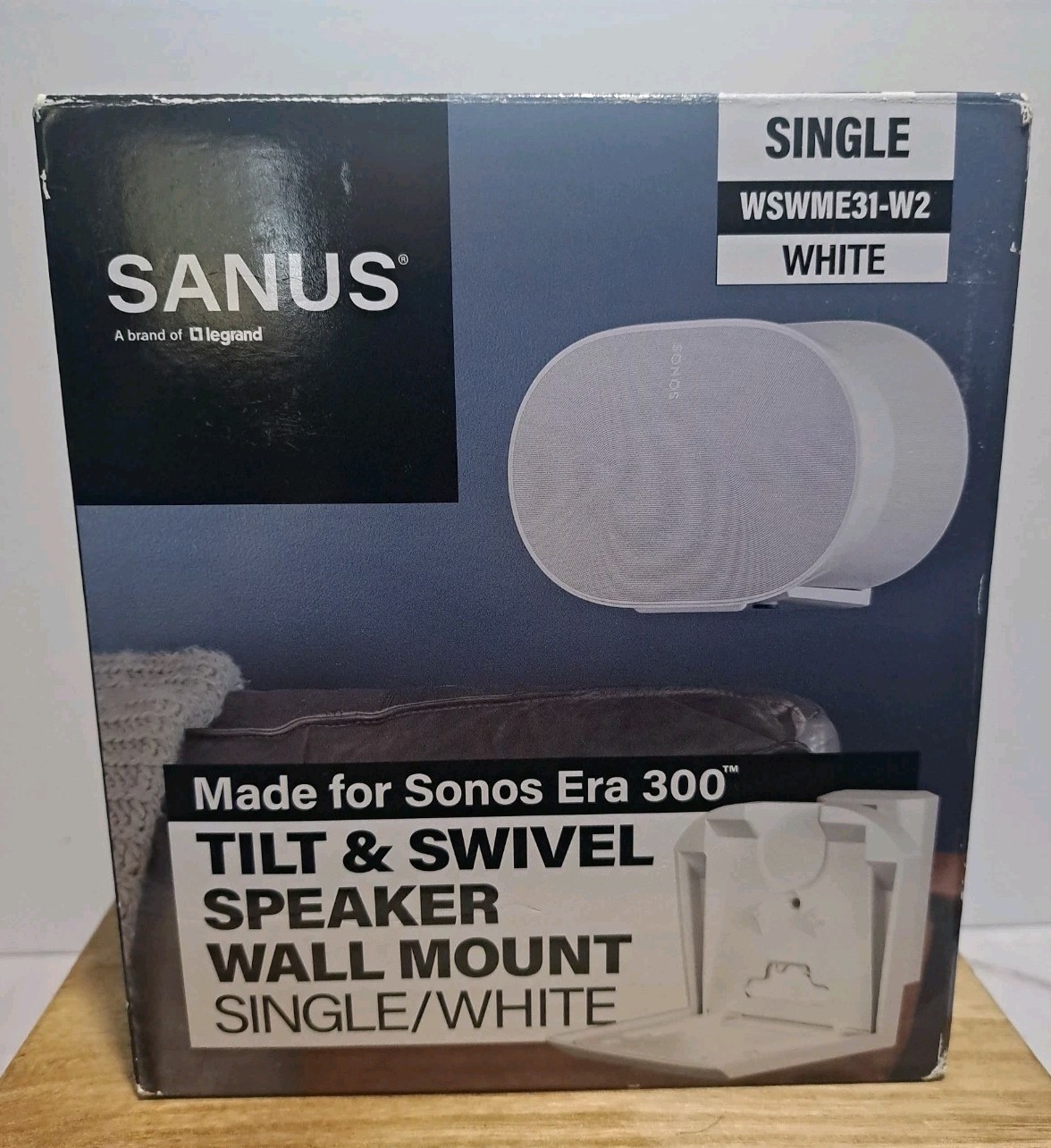 Sanus Adjustable Speaker Wall Mount Tilt + Swivel WSWME31-W2 For Era 300