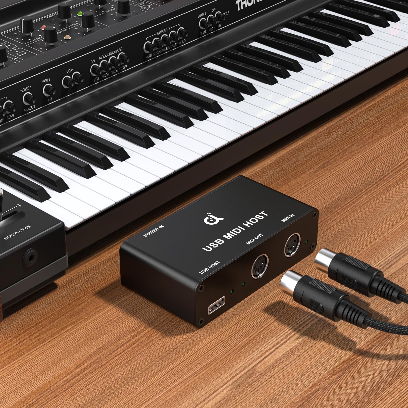 MIDI Host Box with Indicator Light, 5-Pin DIN Interface, USB MIDI Keyboard Conne