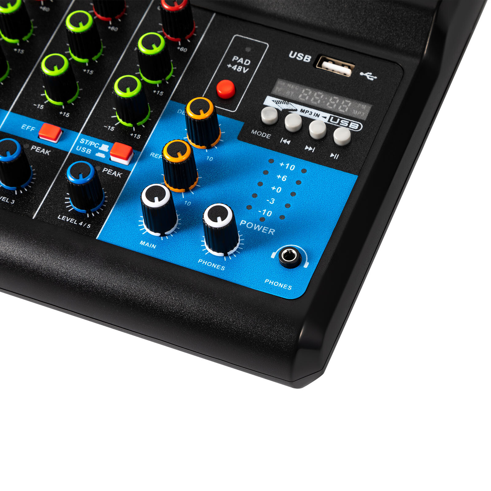 5-Channel Mixing Console Live Studio Audio Mixer Sound Board DJ USB Interface