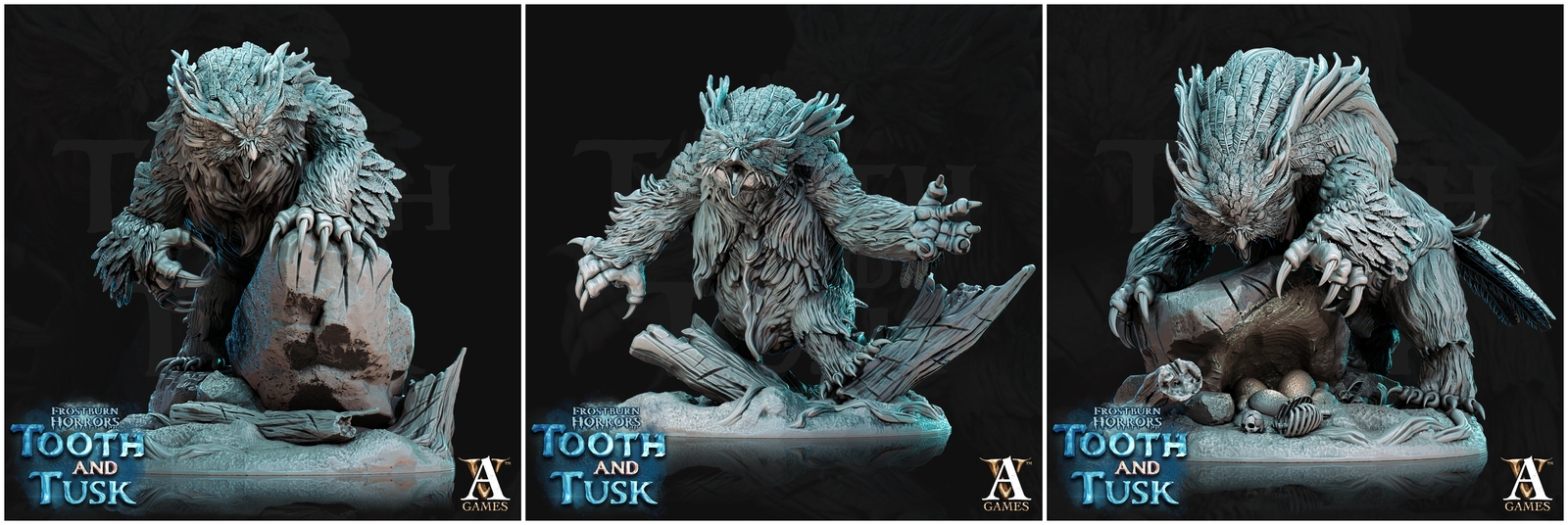 3D Printed Archvillain Games Frostburn Horrors Tooth and Tusk - Owlbears 28mm