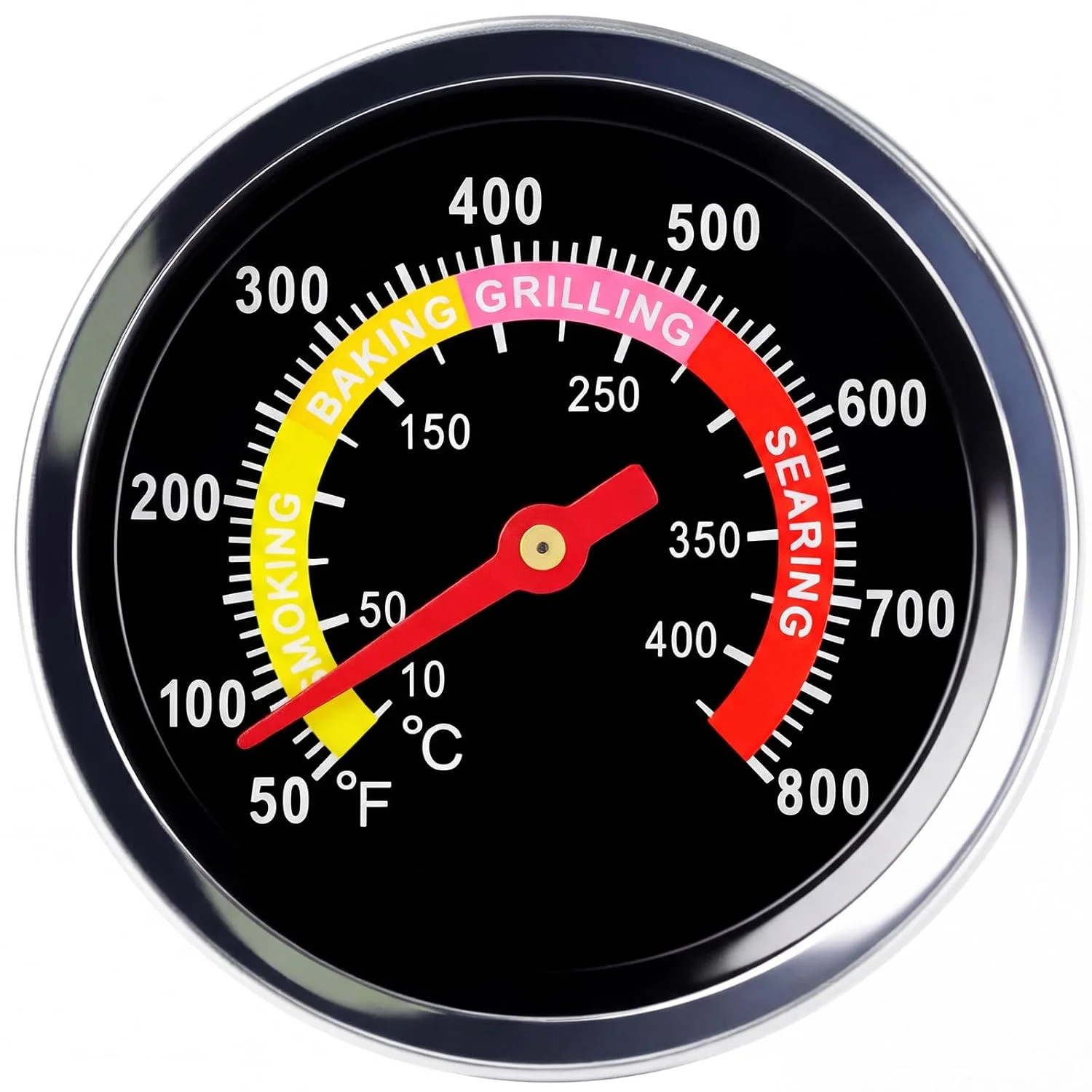 BBQ Thermometer 2-3/8" Oversized Dial, 50-800°F Smoker Thermometer Weatherproof