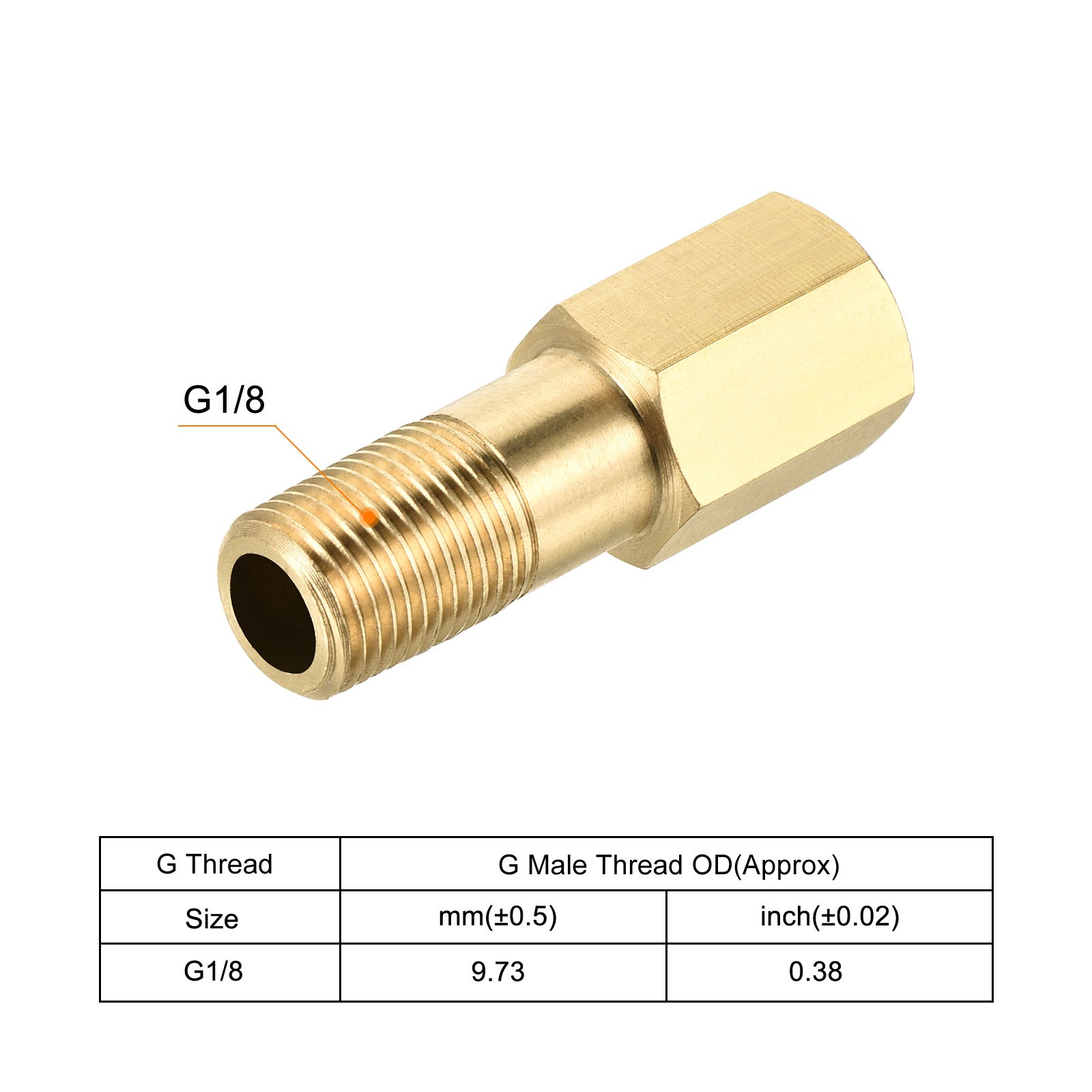 Brass Pipe Fitting G1/8 Adapter 35mm Extension Connector Hex Coupling 2Pack