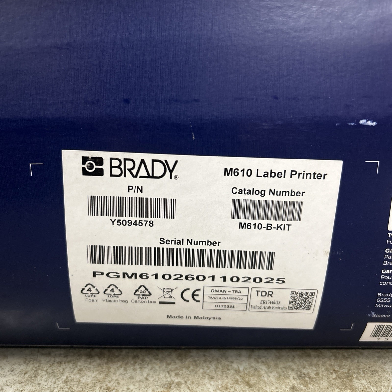 Brady M610 Handheld Label Maker with Hard Case, 2" Tape M610-B-Kit