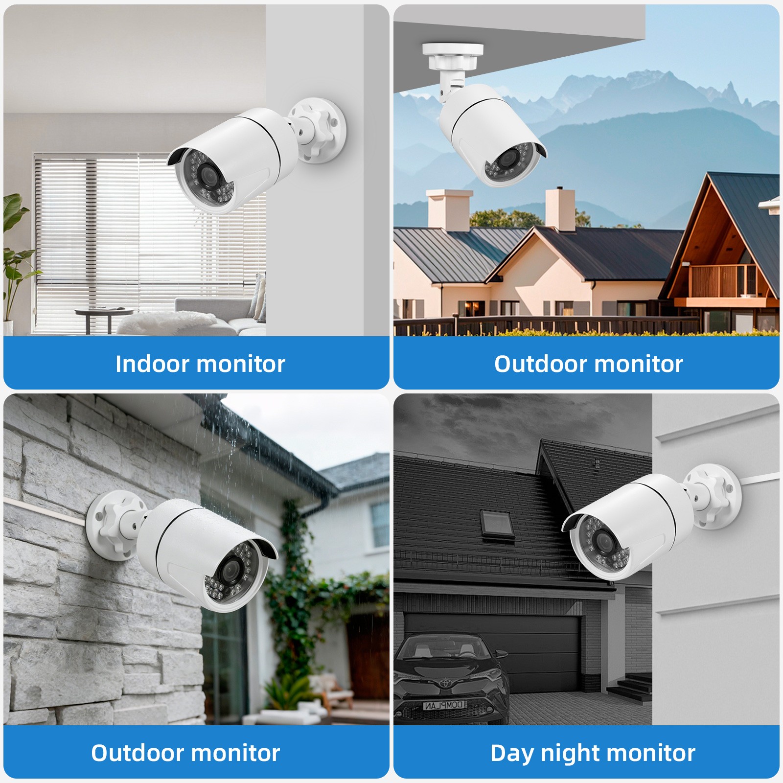 Weatherproof IP66 5MP Security Cameras 2 Pack Outdoor Indoor 24 Hour Protection