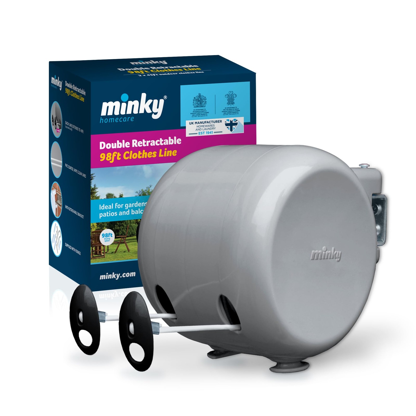 Minky Homecare Outdoor Retractable Dual Clothesline - Heavy Duty Pvc C