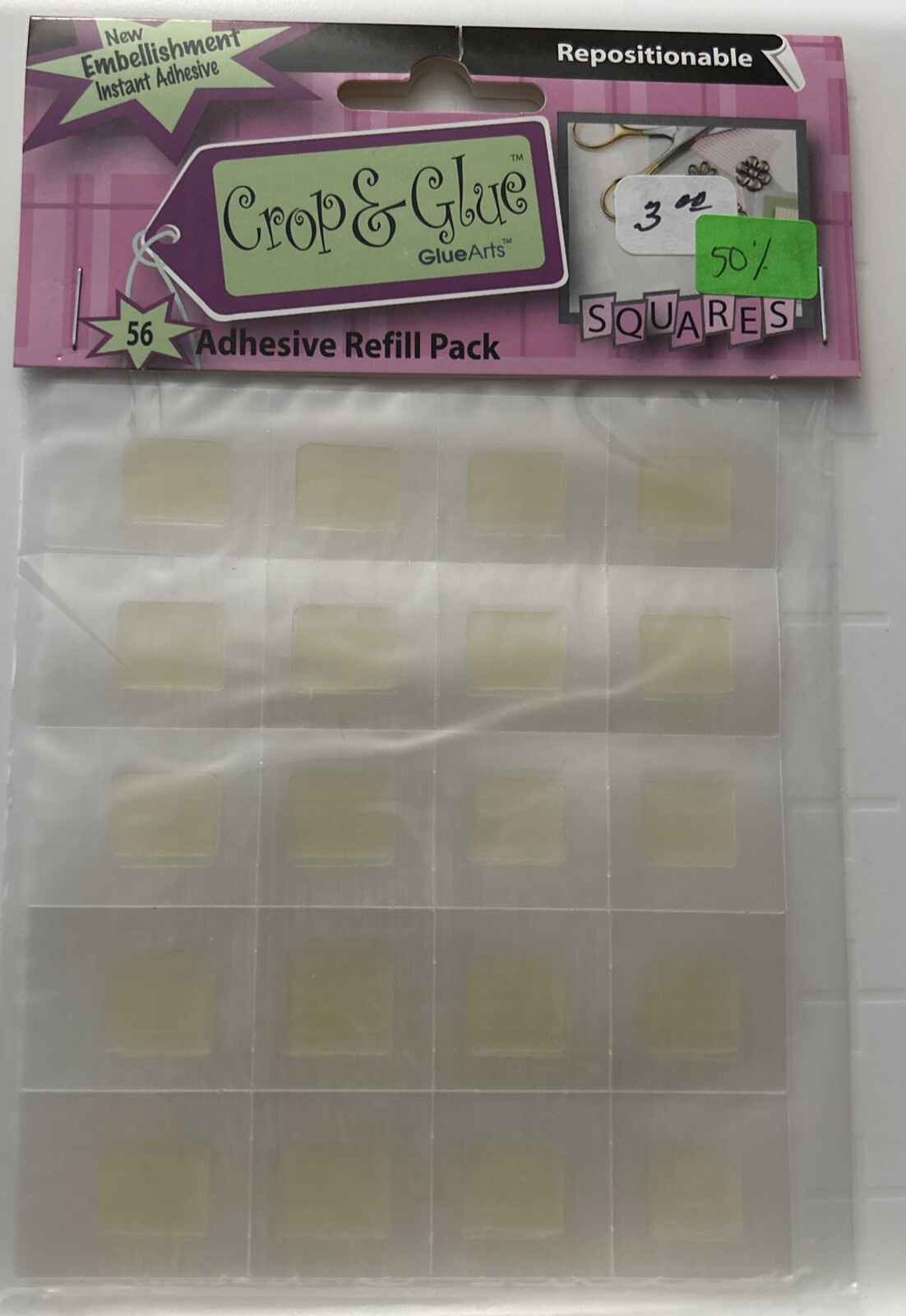 Glue Arts: Crop & Glue Repositionable Adhesive Refill Pack ~ 56 Squares