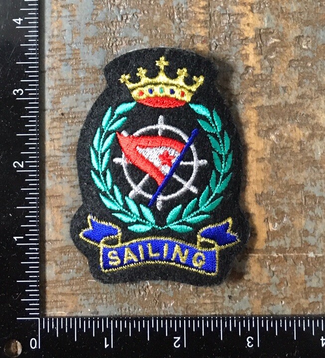 Vintage SAILING Flag Crest Yacht Boat Sail Nautical Embroidered Iron-On Patch
