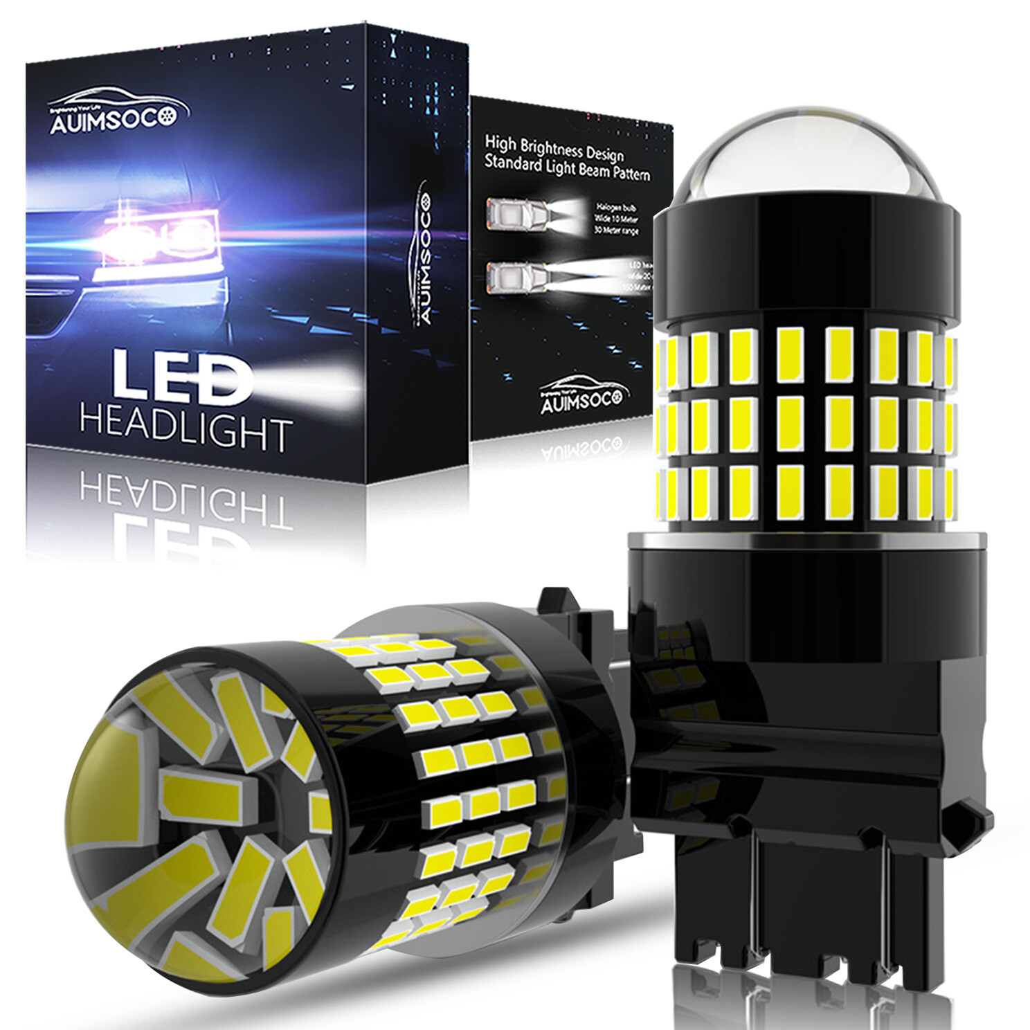 3157 3156 Super Bright LED Reverse Backup Light Bulbs 6000K Super Bright White