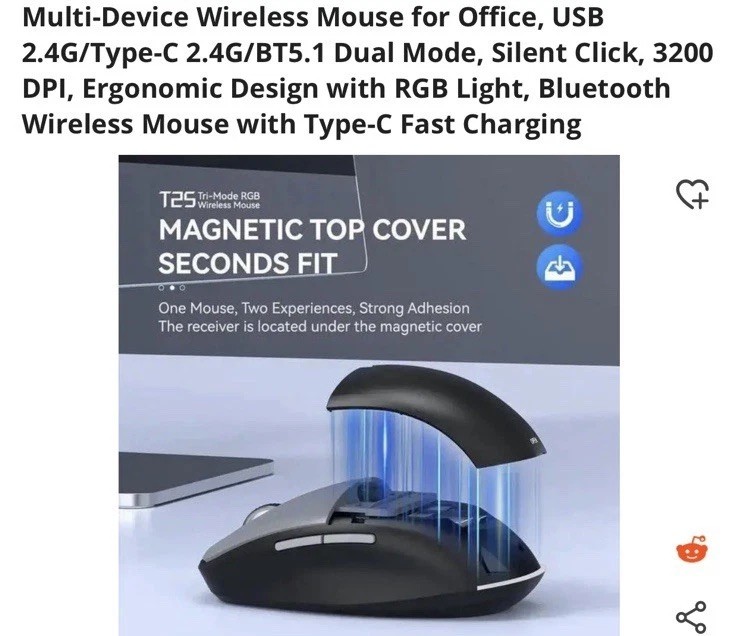 2.4G + Type- BT TRI-Mode Wireless charging mouse T 25