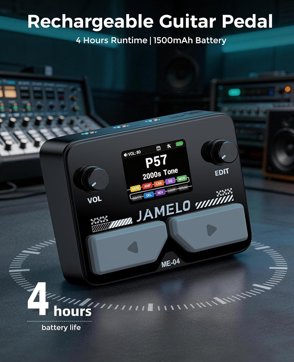 Pocket Guitar Multi Effects Pedal, with 125 Effects, 99 Presets, 30 Amp Modeling