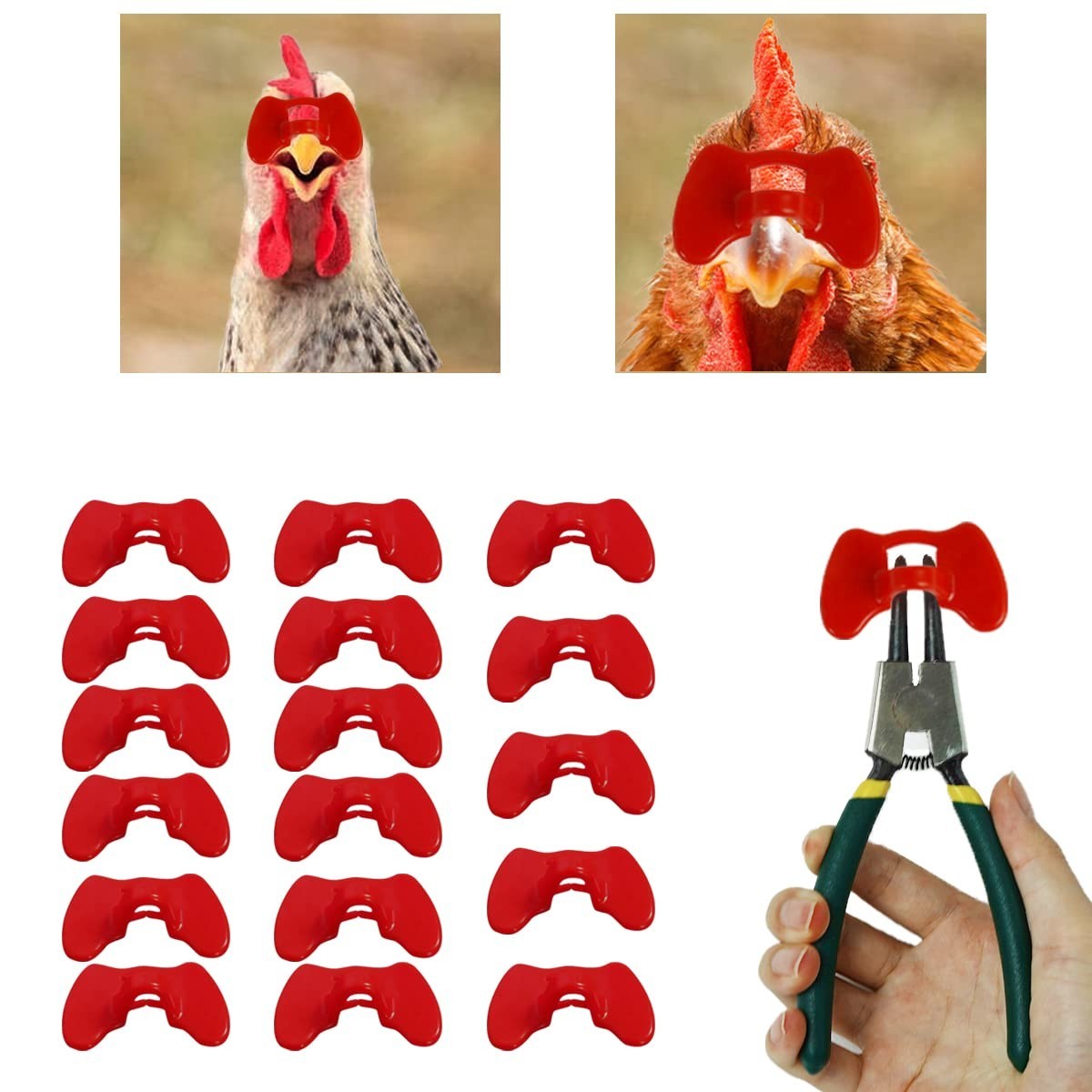 Weilan Pinless Peepers with Pliers Chickens Blinders Pheasant Poultry Spectac...