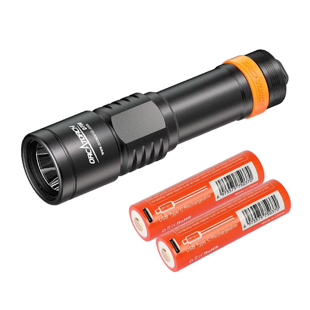 Orcatorch D700 1700 Lumens Dive Light with 2 Batteries