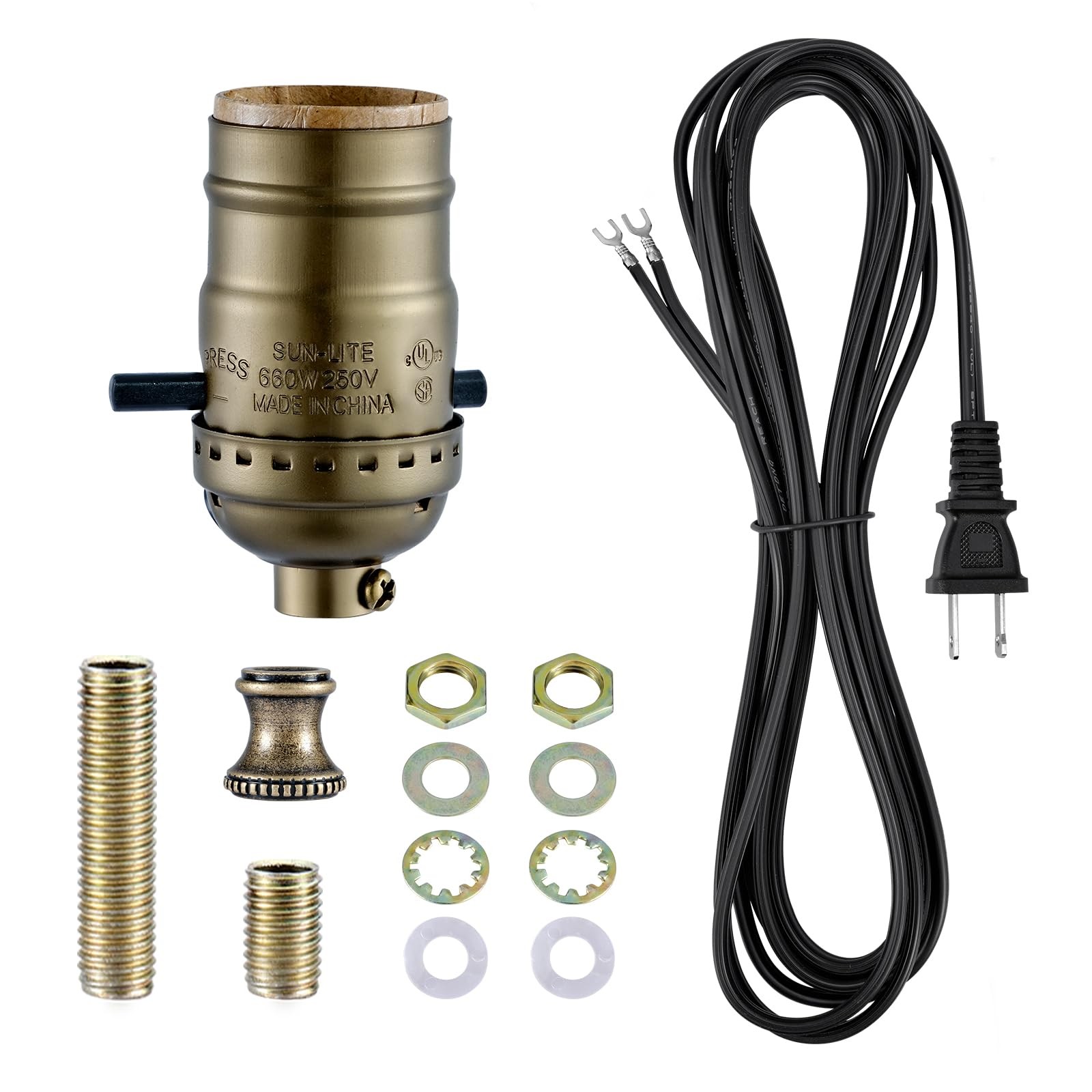 Lamp Rewire Kit,Lamp Socket Replacement 4 Colors - Bronze,Black,Gold,Silver
