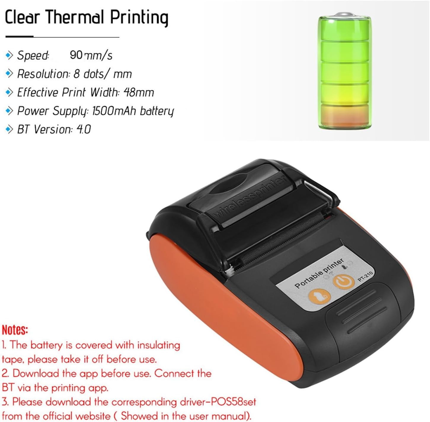 Sunydog Portable Thermal Printer Handheld 58mm Receipt Printer