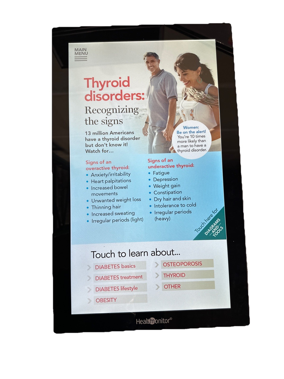 HealthMonitor Interactive Patient Education Touchscreen Display Medical Office