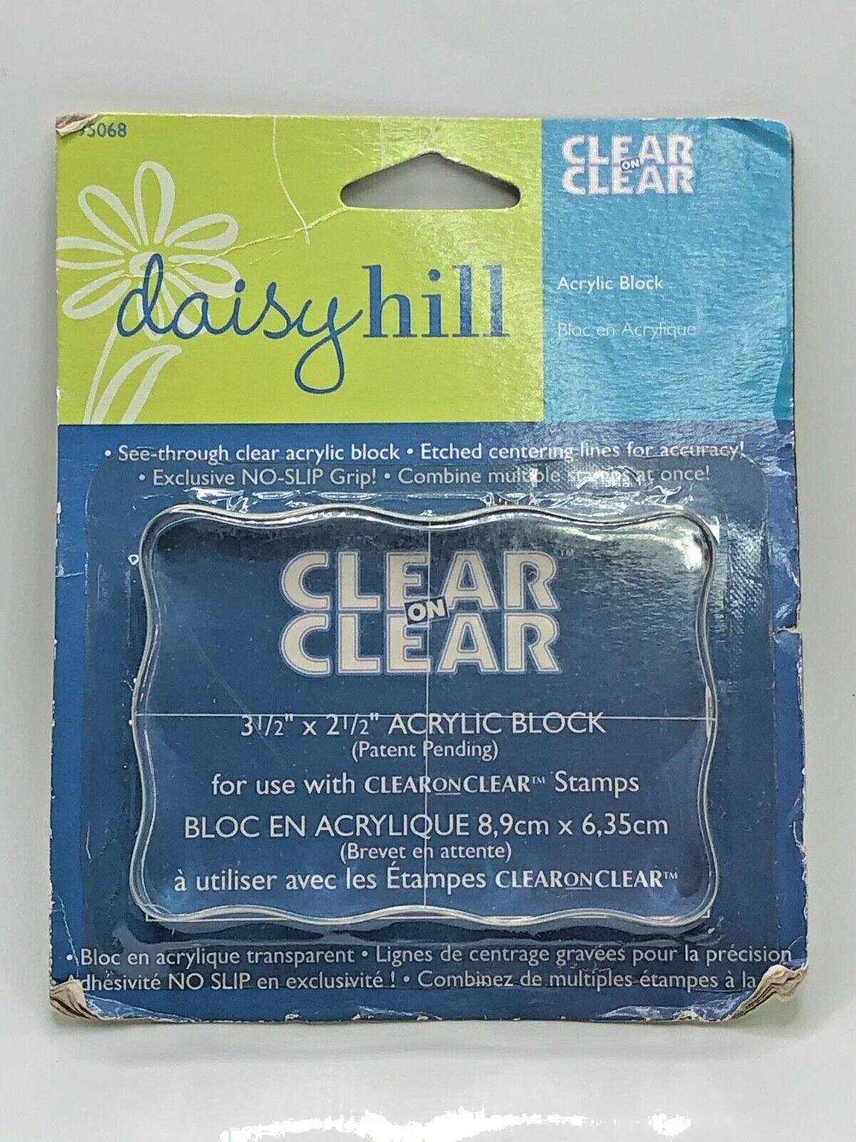 Daisy Hill - Large 3.5" x 2.5" Clear Acrylic Mounting Block For Clear Stamps NIP