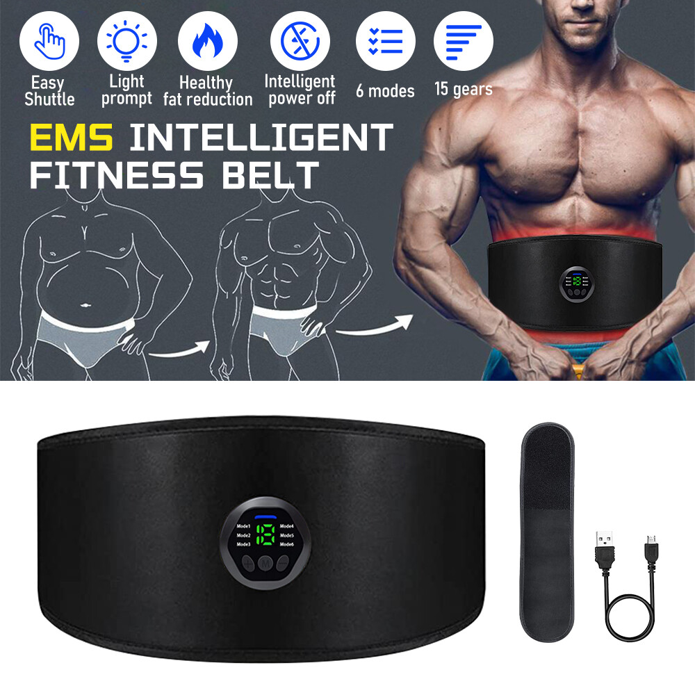 EMS Abdominal Muscle Toning Belt Trainer ABS Stimulator Toner Belt Rechargeable