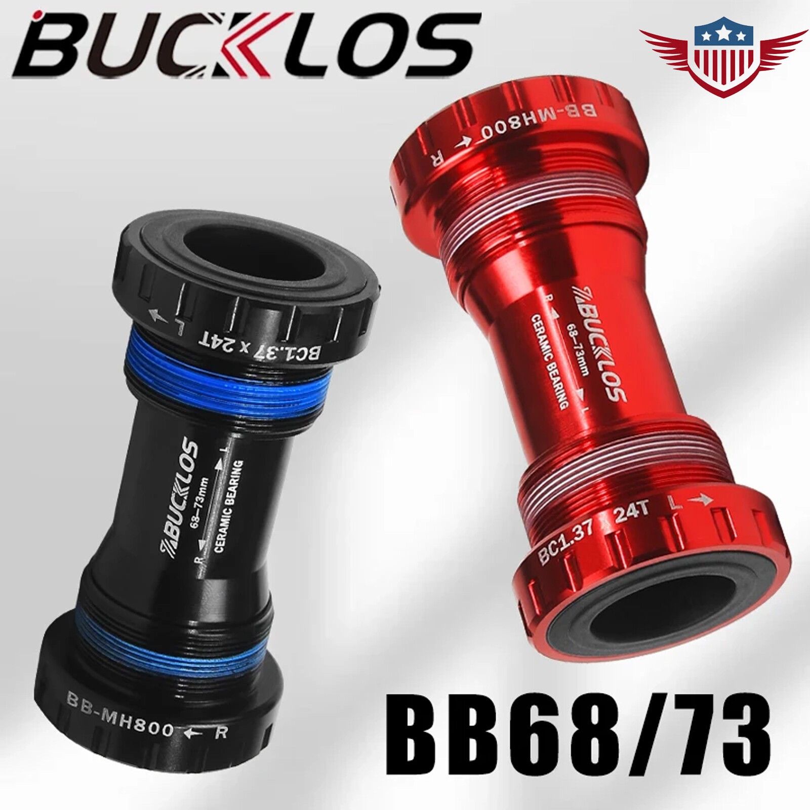 BUCKLOS MTB Bike Bottom Bracket Threaded BB 68-73mm Hollowtech II 24mm Bearing