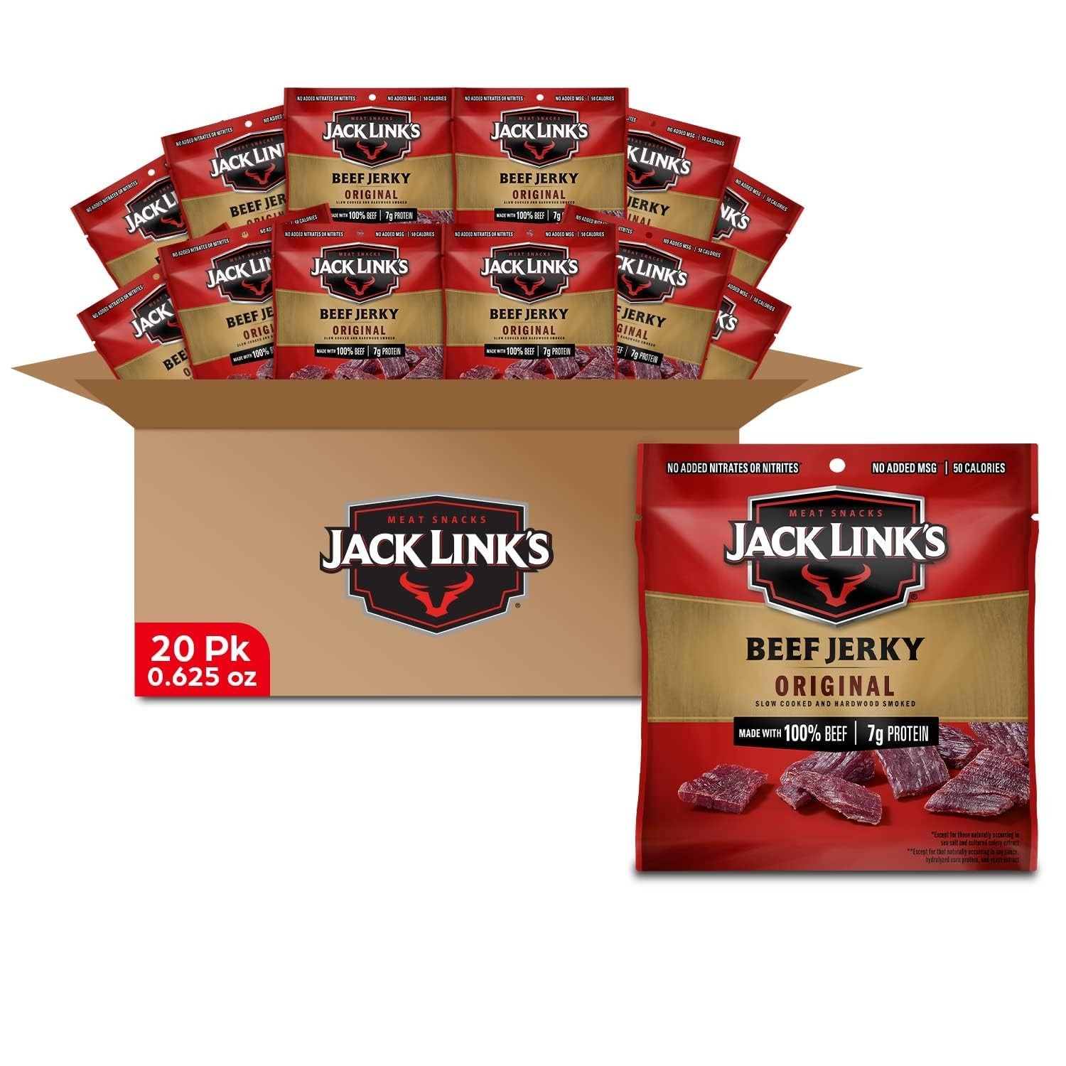 Beef Jerky Multipack - Original - Made with 100% Real Beef - Ready to Eat Rea...