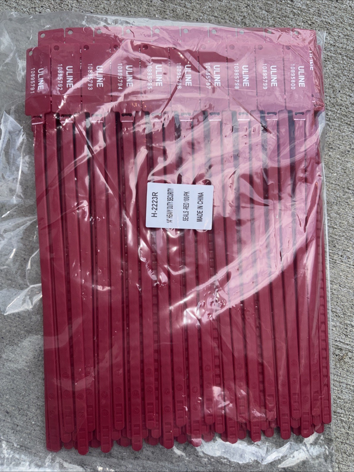 ULINE H-2232R Red Pull Tight Security Seals Tamper Evident Plastic Zip Seals Lot