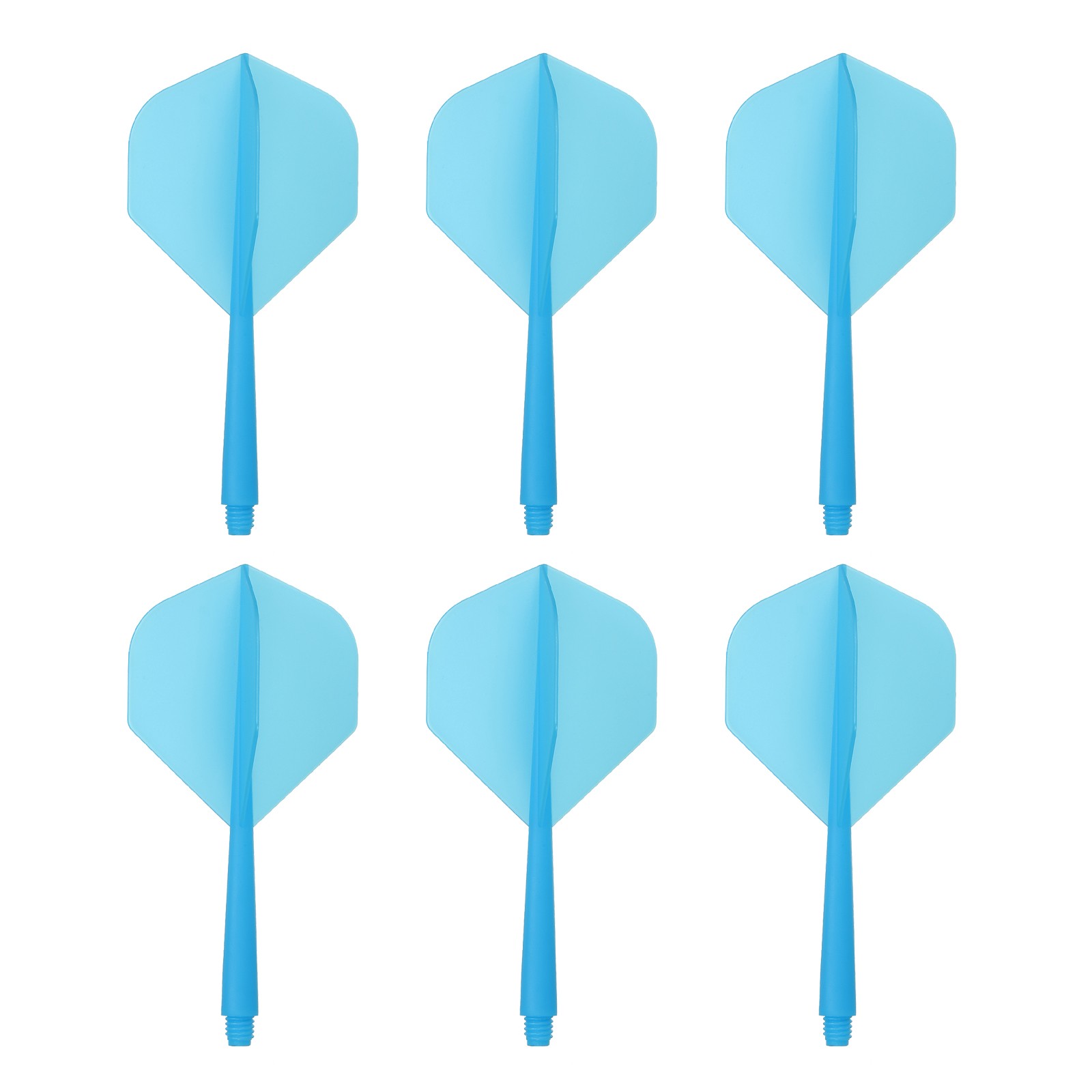 6Pcs 2BA Plastic Integrated Dart Shaft and Flights Standard Shape, Blue