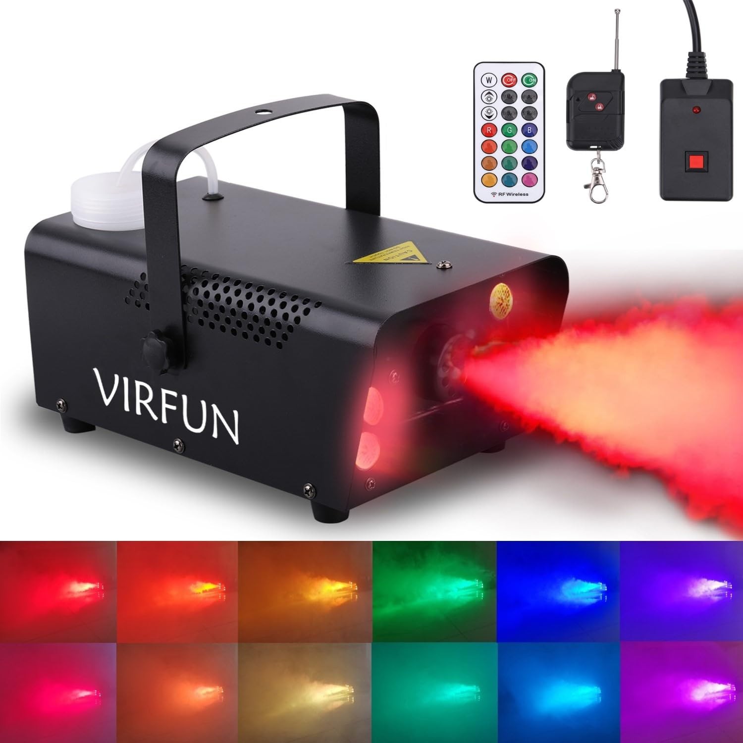 Fog Machine with 6 LED Lights - 12 Color Effects Remote Control 500ml Tank