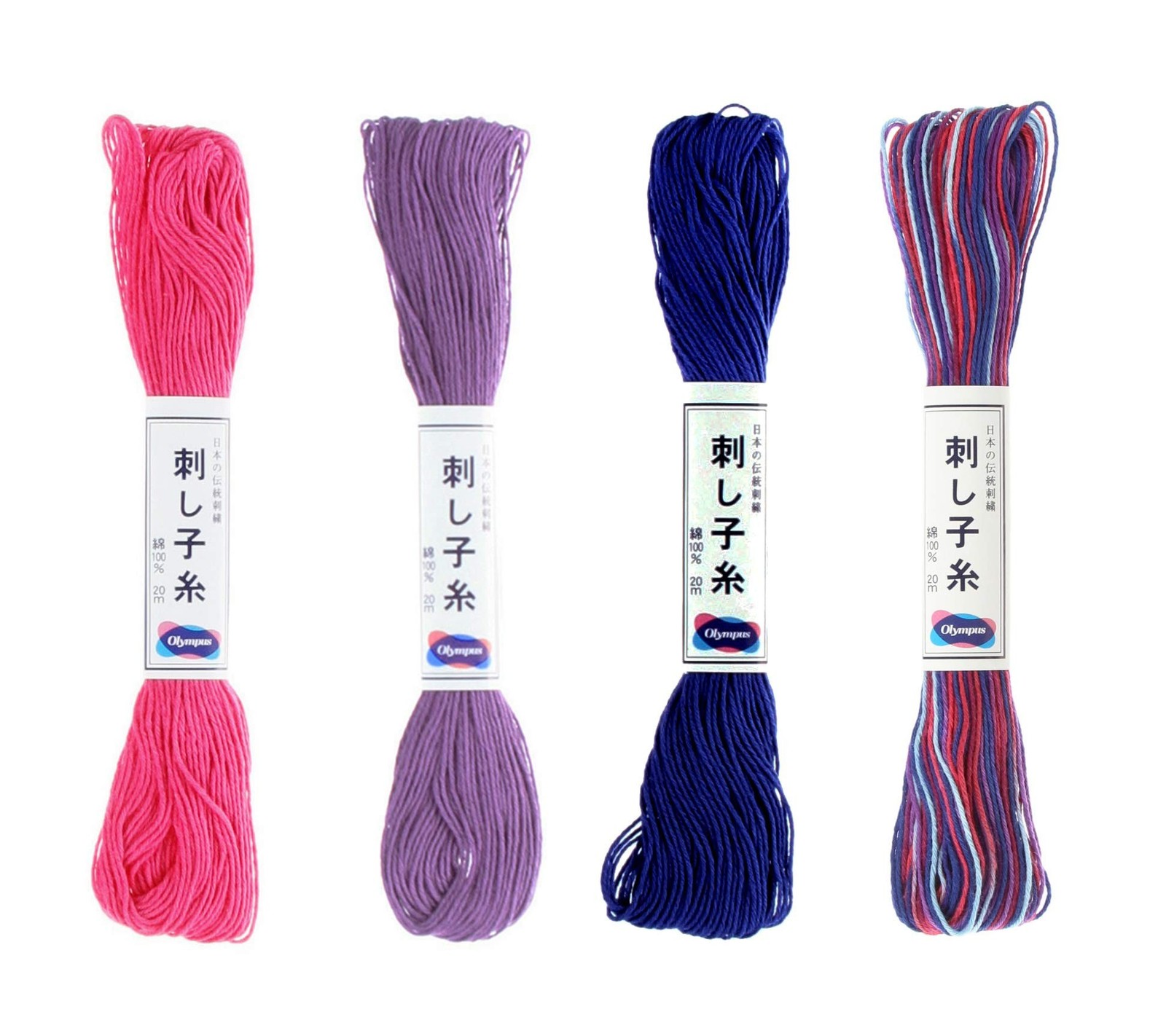 Olympus Sashiko Thread 20m Skein Color Bundles (Party Streamers: 76-19-21-23)