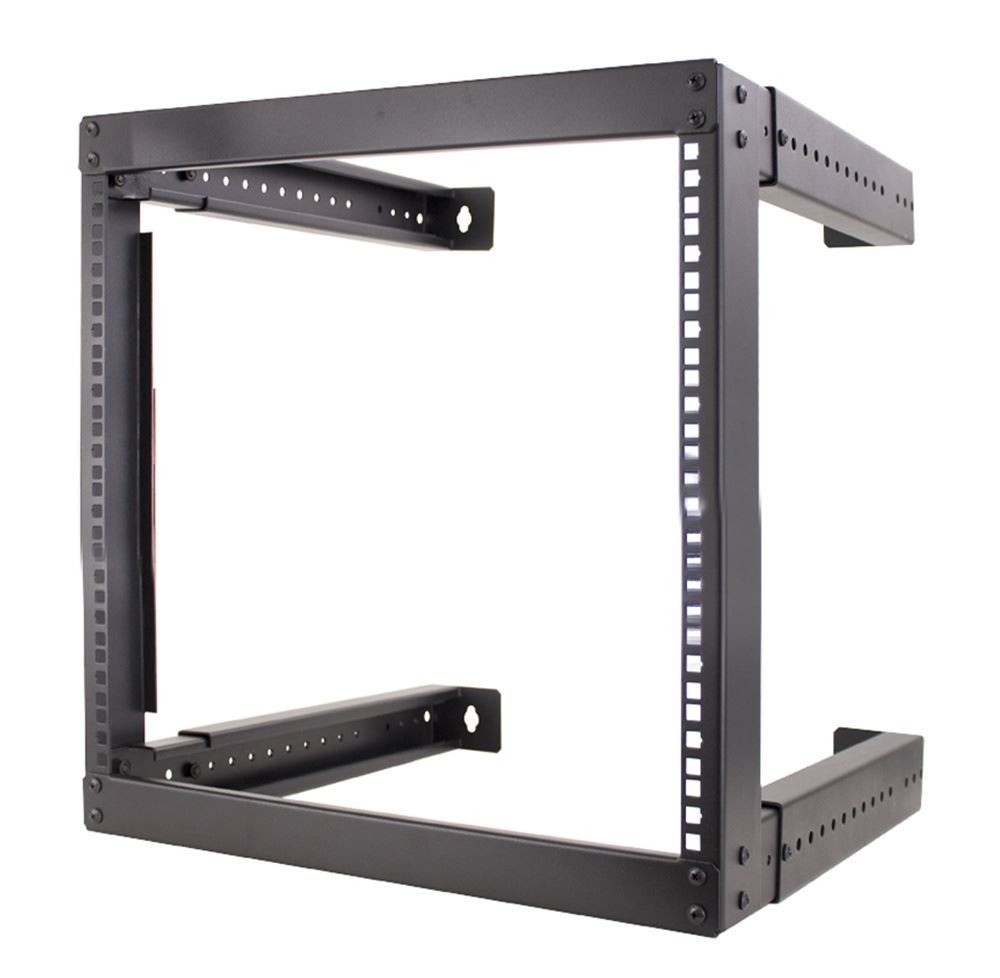 Vertical Cable 19" Wall Mount Adjustable Depth Open Frame Network Rack - 8U