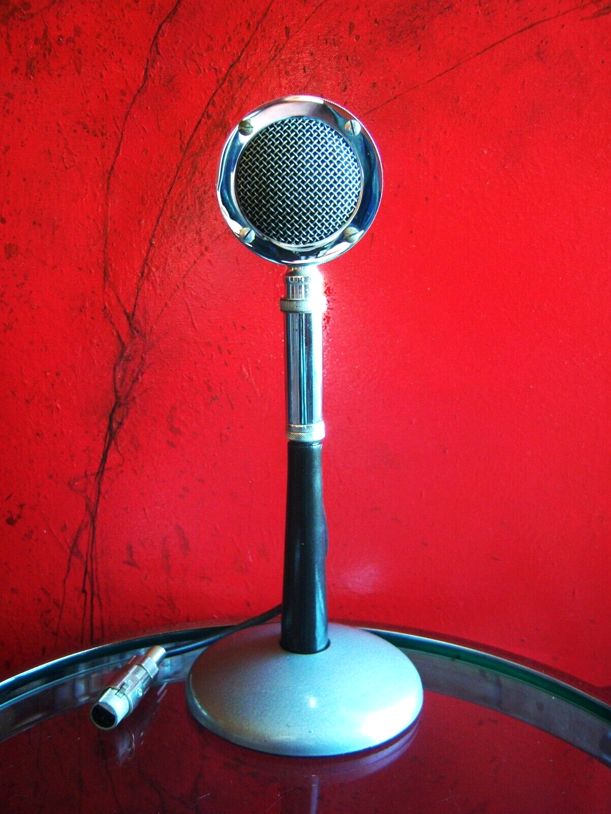 Vintage 1950's Astatic D-104 crystal microphone w F11 adapter & E6G desk stand