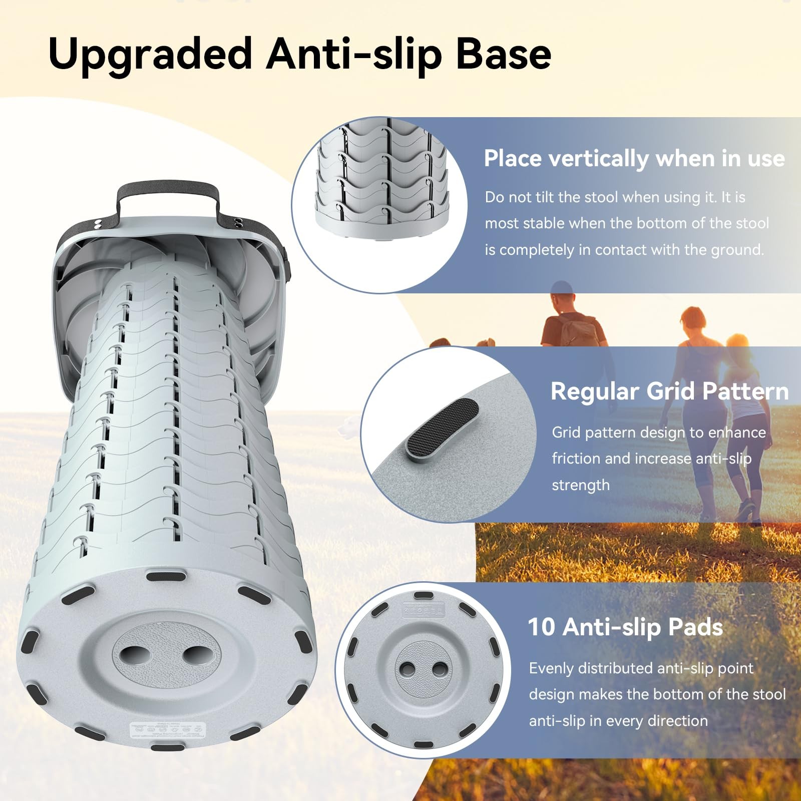 2026 Upgraded Collapsible Stool, Portable Folding Stool, Telescoping Camping ...
