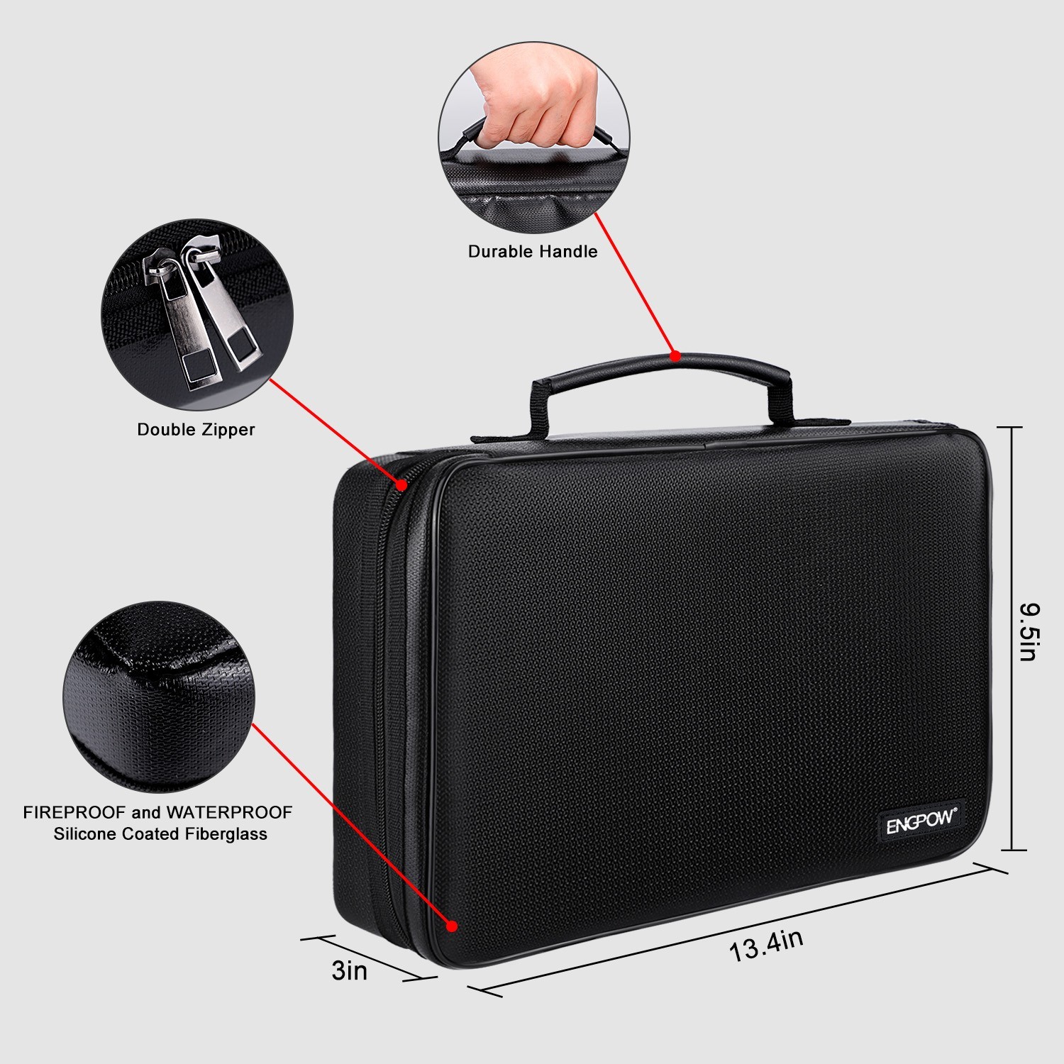 ENGPOW Battery Organizer, Fireproof Battery Organizer Storage Case with Tester