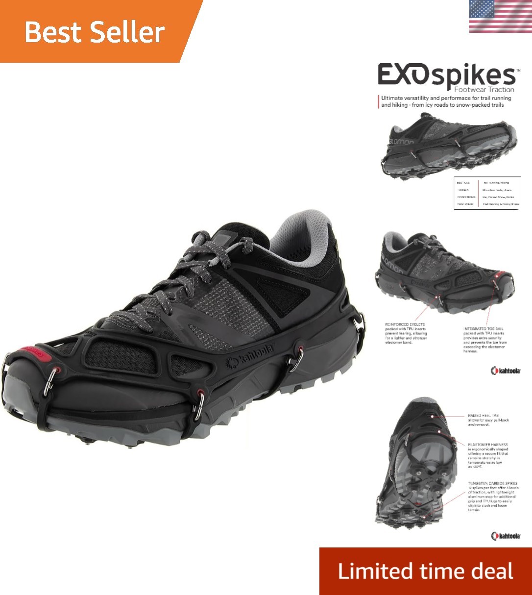 TPE Footwear Traction for Winter Adventures - Small, 12 Spikes for Ultimate Grip
