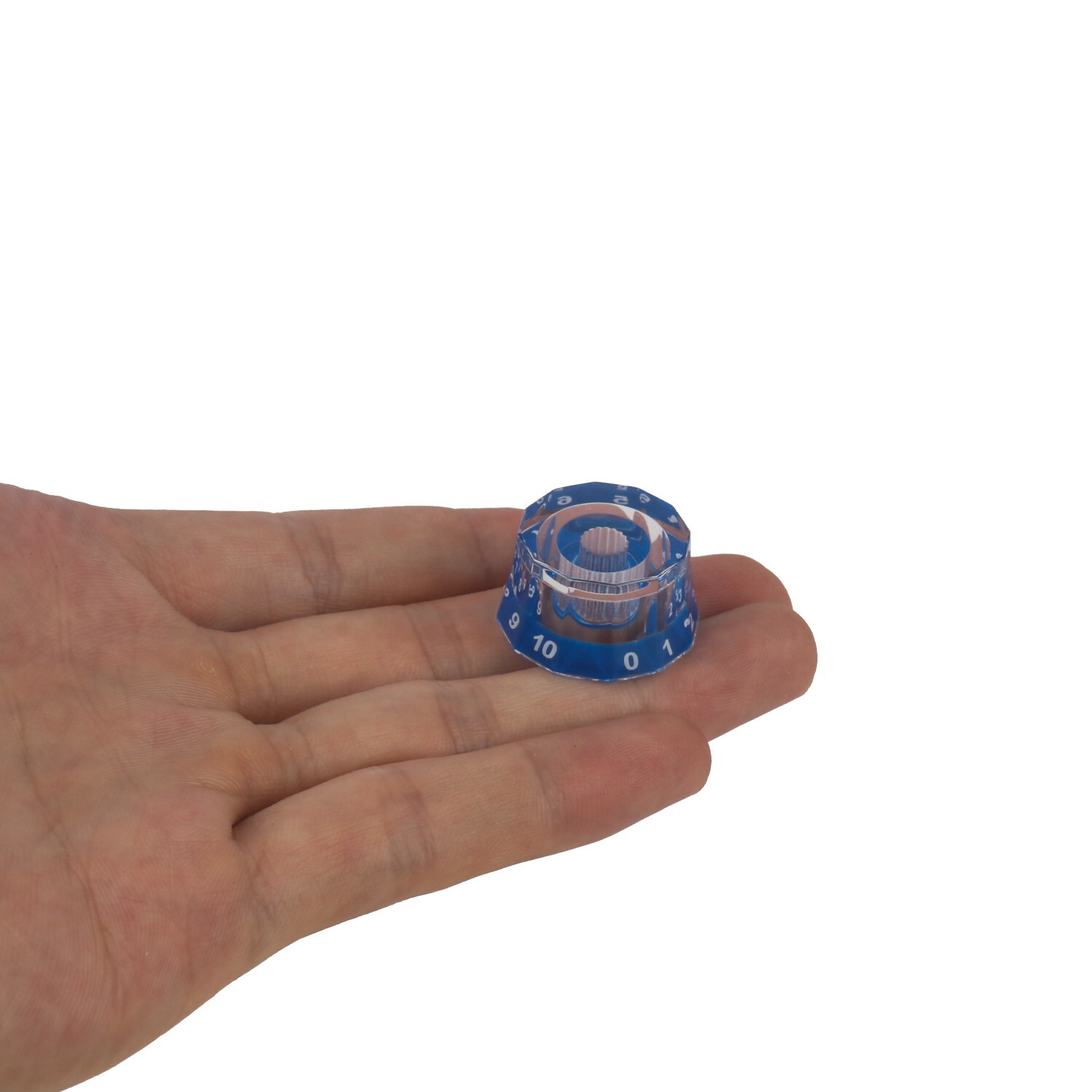 12 Edge Acrylic Bass Guitar Knobs Transparent Blue Volume Tone Control Knobs 2Pc