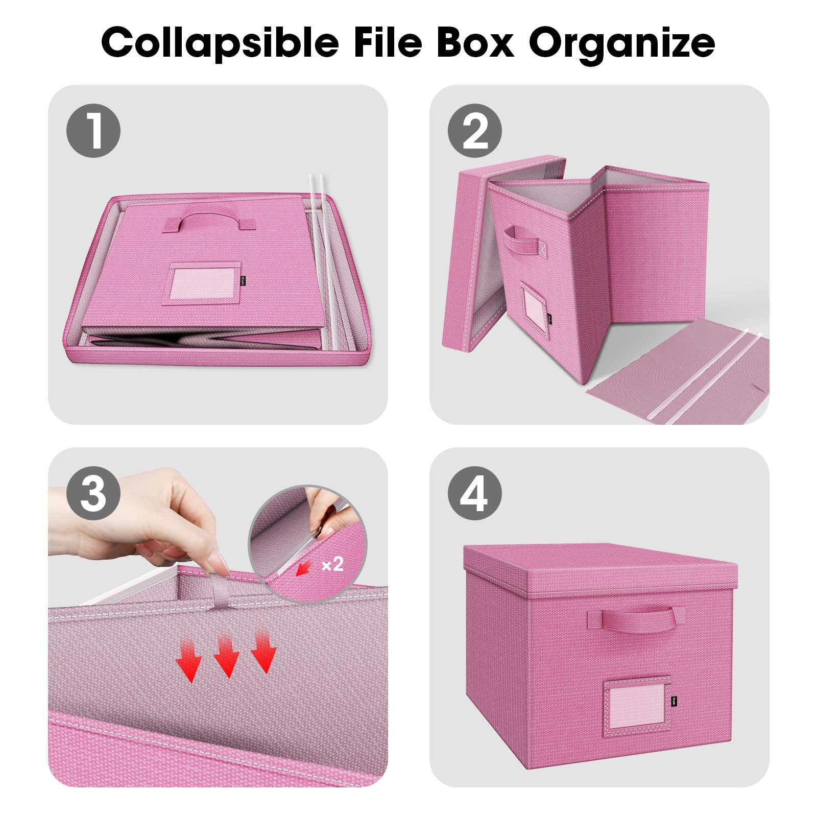 File Organizer Box Lid Linen Hanging Storage Handle Collapsible Document