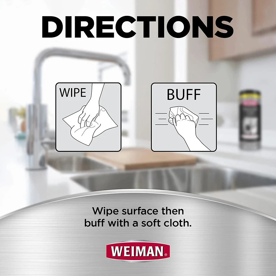 Weiman Products Stainless Steel Wipes 30 Count (Pack of 2)