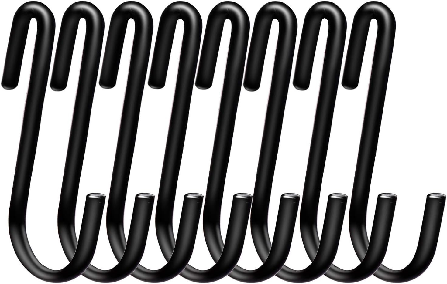 30 Pack 2.4 Inches S Hooks for Hanging on Wire Shelves, Black S Shaped Hanging H