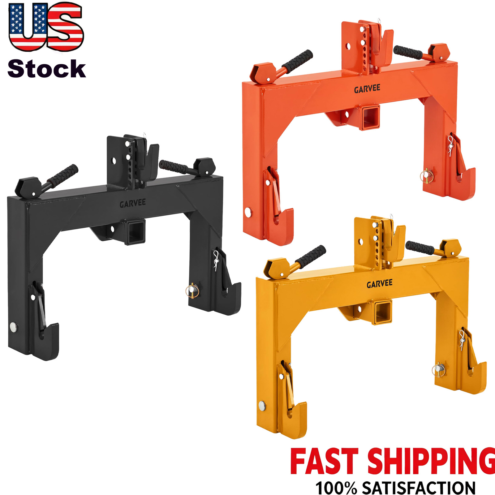 3 Point Quick Hitch for Cat 1 Tractors W/ 2" Receiver Hitch 3000 LBS HD Steel