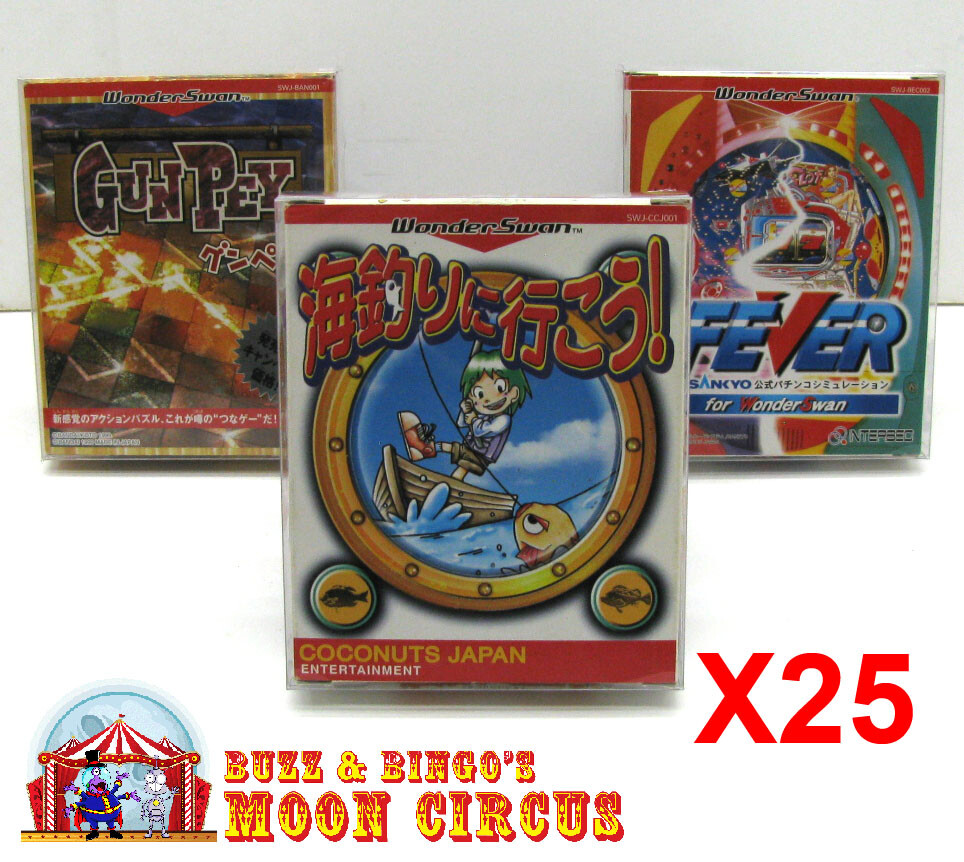 25x BANDAI WONDERSWAN CIB GAME - CLEAR PLASTIC PROTECTIVE BOX PROTECTOR SLEEVE