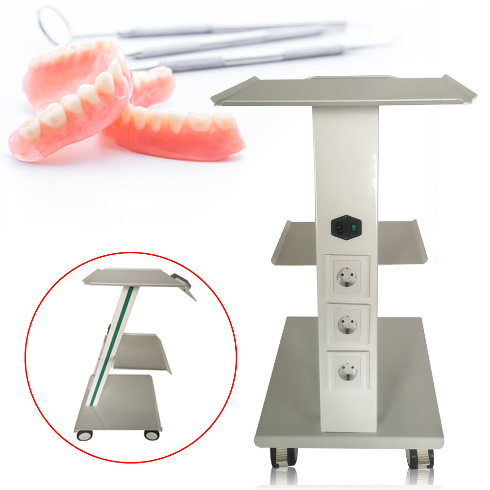 Medical Mobile Dental Trolley Cart Built-in Socket Equipment w/Foot Brake