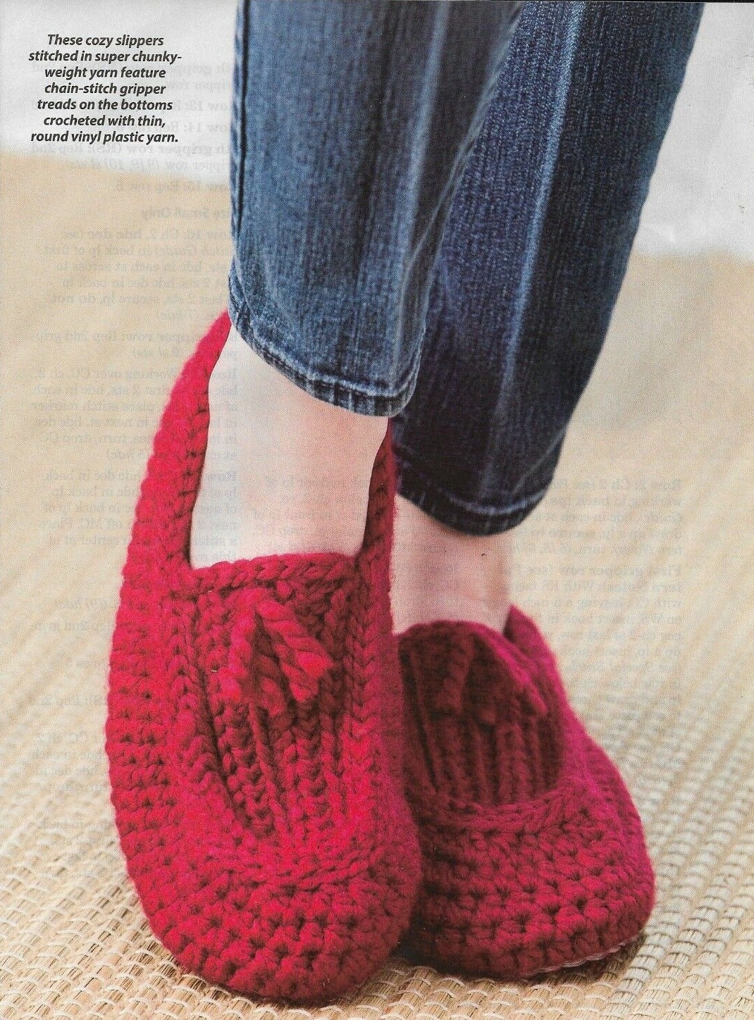 GRIPPER SLIPPERS 3 SIZES MEN'S & WOMEN'S CROCHET PATTERN INSTRUCTIONS