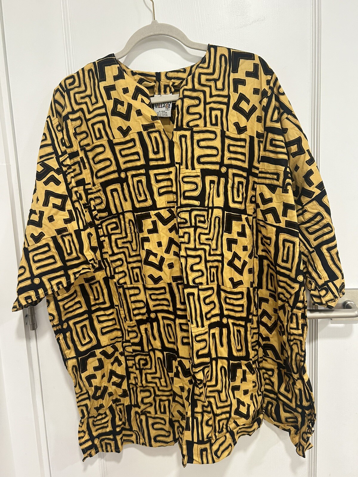 The African Village One Size Fits All African Print Shirt Yellow And Black
