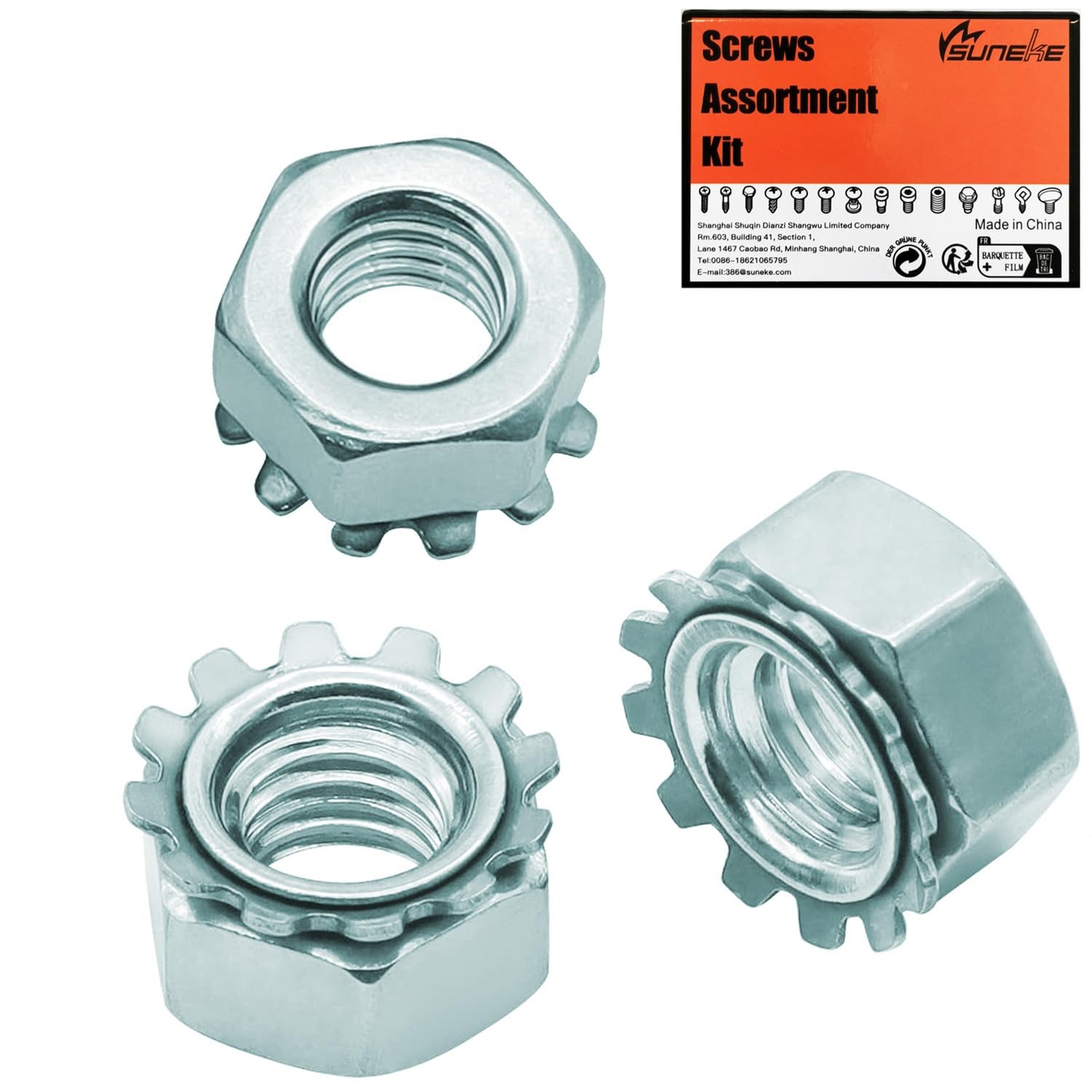 100 PCS 1/4"28 KLock Nuts AntiLoose Zinc Plated Carbon Steel Hardware Tool