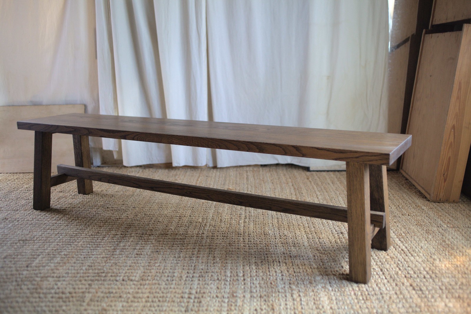 IKEA Oak  MOCKELBY Bench Swedish Rustic Cottage Discontinued- Restained