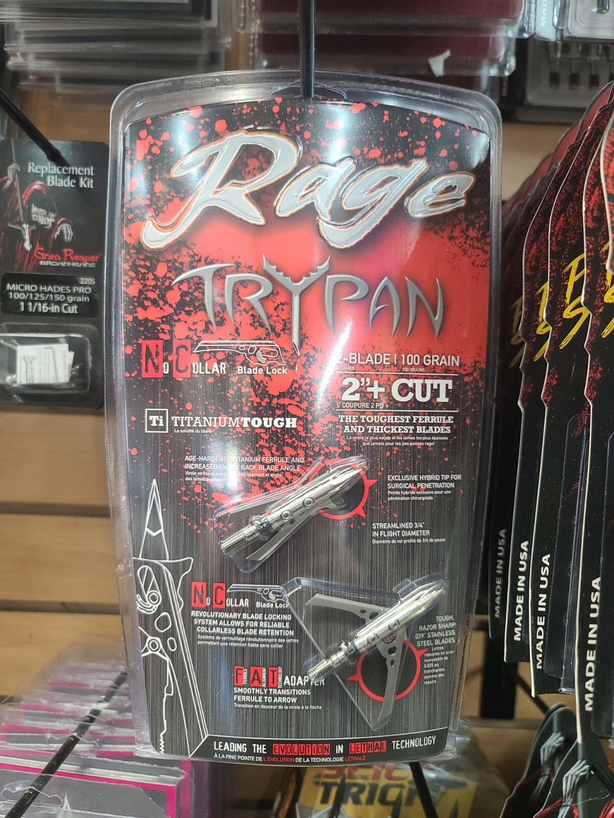 New Rage Trypan NC No Collar 100 Gr 2" + Cut Broadheads Dealer 2-Pack R35500