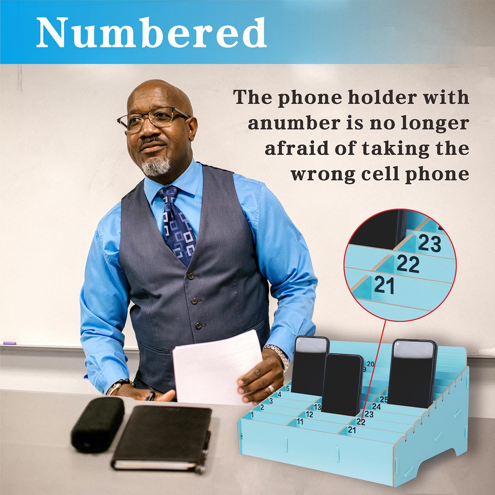 OFCAD 30-Grid Cell Holder with Number Stickers Desktop Organizer Storage for ...