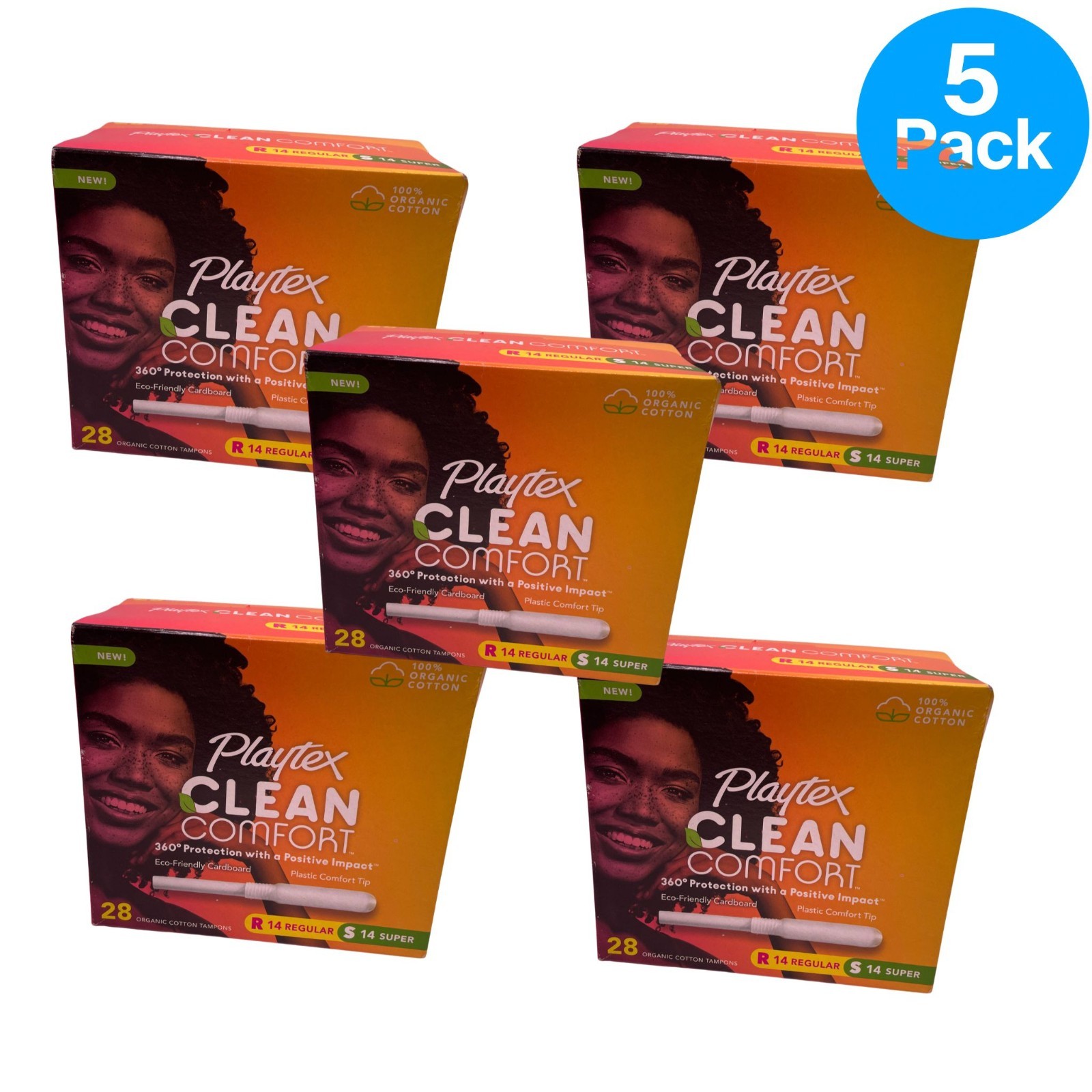 Playtex Clean Comfort 28 Ct Tampons 5 Pack New