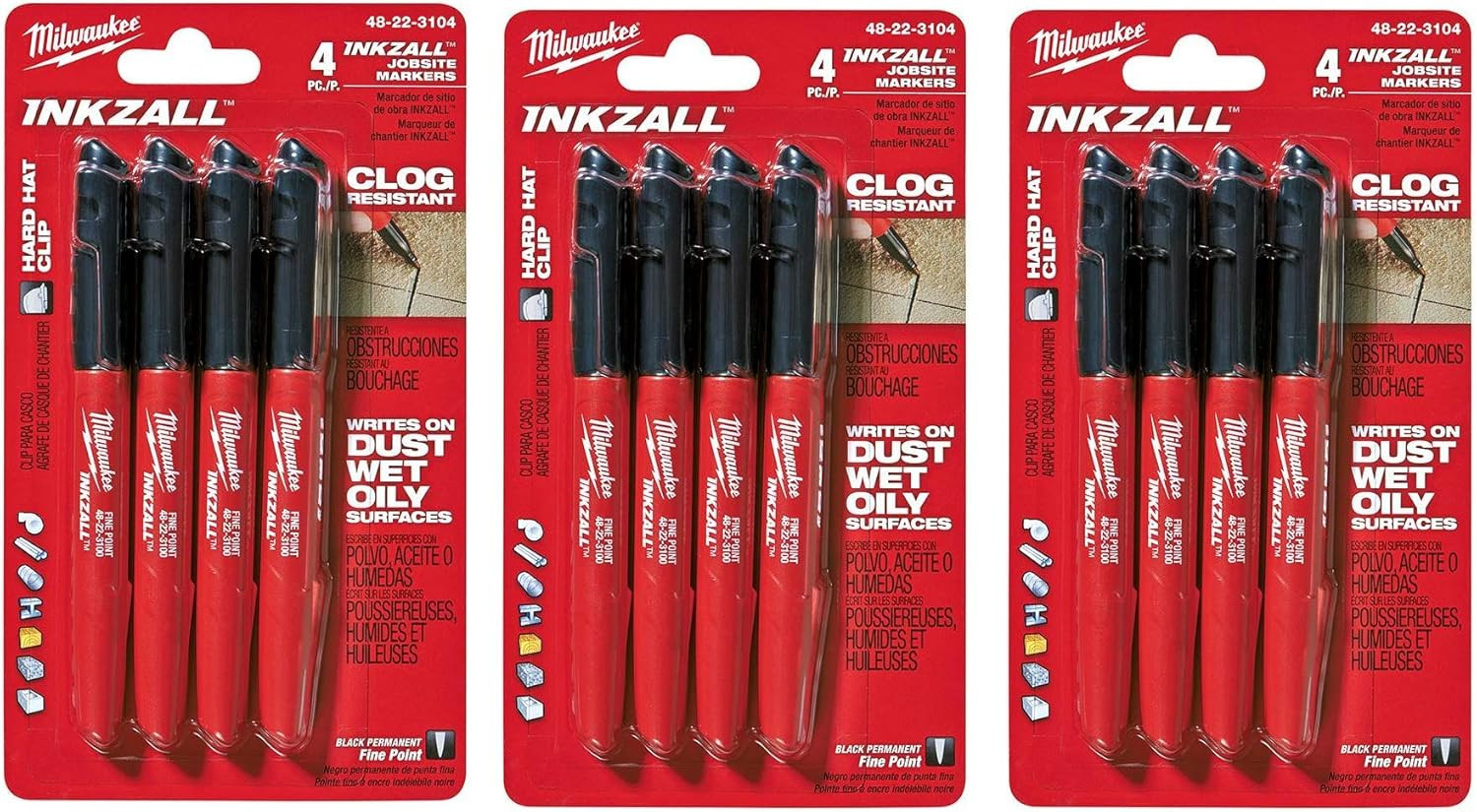 48-22-3104 Inkzall Point Marker, Fine, Black, 12 Markers