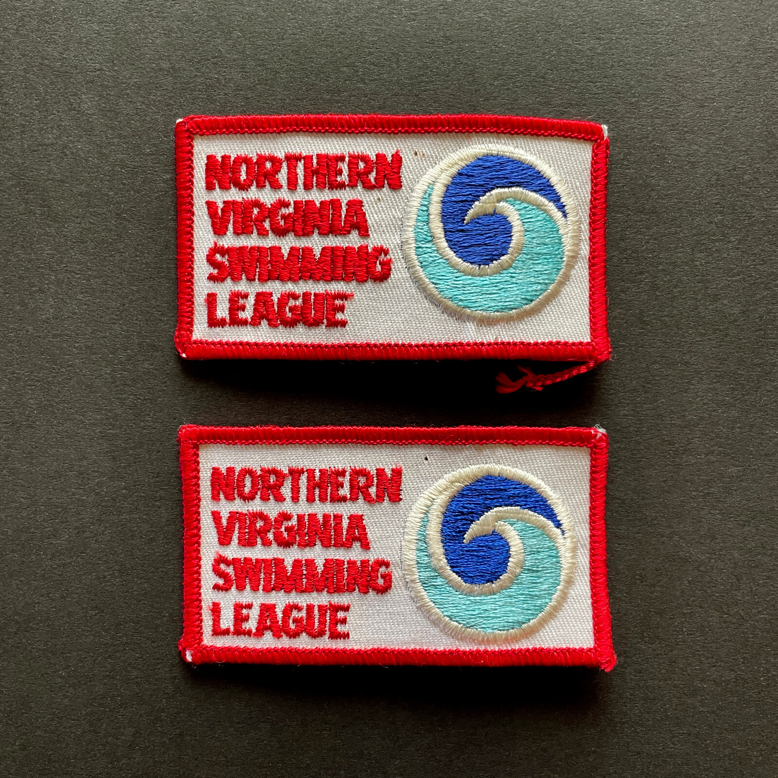 Two 1980s Northern Virginia Swimming League Patches • New Old Stock • Unused