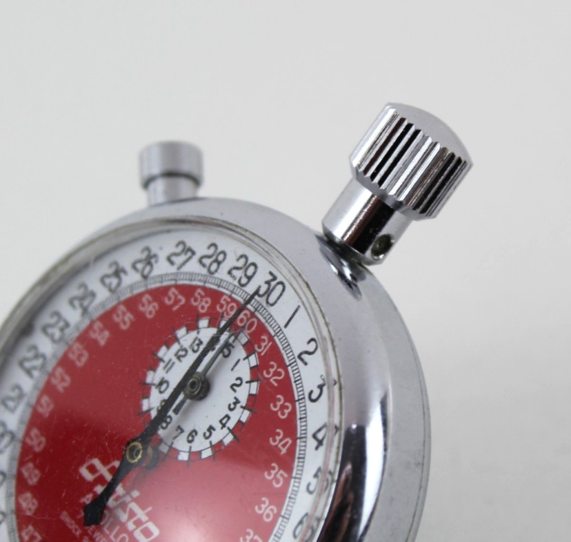 Aristo Apollo Shock Resistant Mechanical Stopwatch Chronograph Silver - Red Face